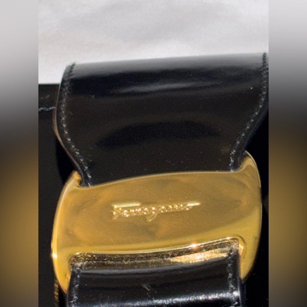 Salvatore Ferragamo Black Shoulder Bag with Gold Clasp - Picture 14 of 15